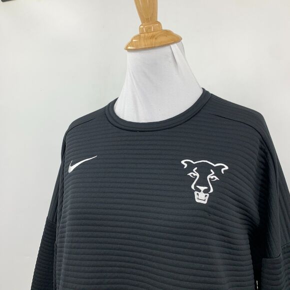 Nike Dri Fit Sweatshirt Womens L Large Black Ribbed Double Knit Crew Neck - Picture 3 of 13